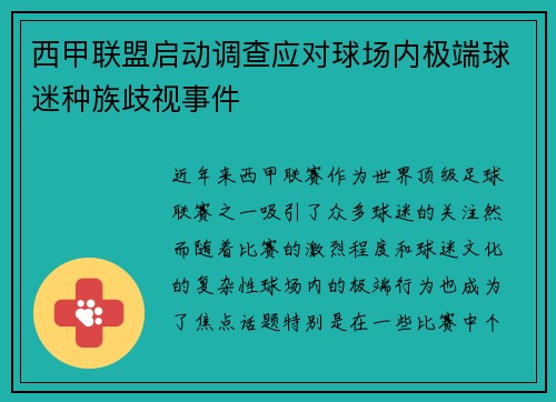 西甲联盟启动调查应对球场内极端球迷种族歧视事件